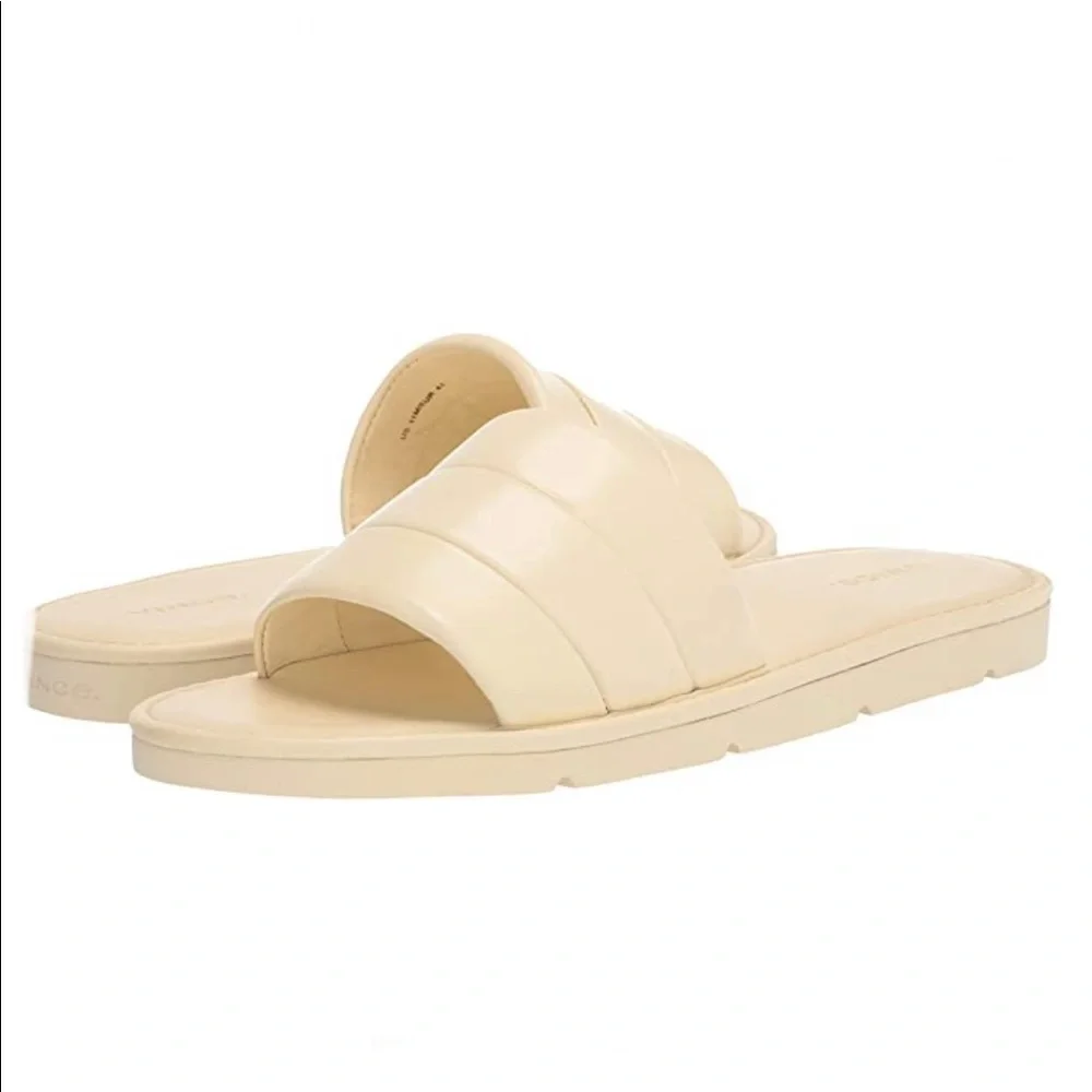 NIB Vince Olina Leather slide sandals in light yellow- W9